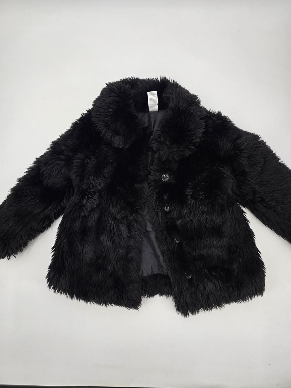 Gymboree Girls Black Faux Fur Coat Size 6